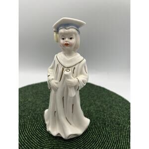 Vintage 1950's Bisque Girl in Graduation Gown with Diploma